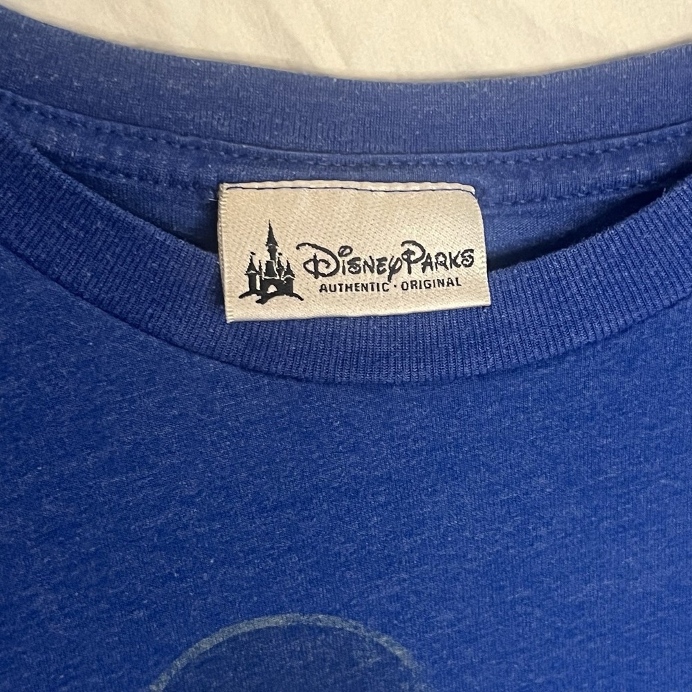 Disney Parks Mens‎ T Shirt Large Mickie Mouse Logo Cotton Heather Blue - Picture 3 of 5